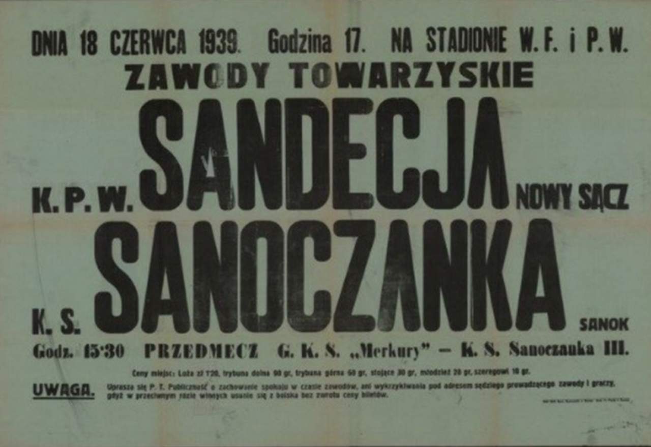 Plakat meczowy z 1939 r. Plakat meczowy z 1939 r.